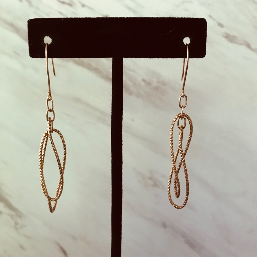Diamond Cut Swirl Drop Earrings Rose Gold - Picture 5 of 6